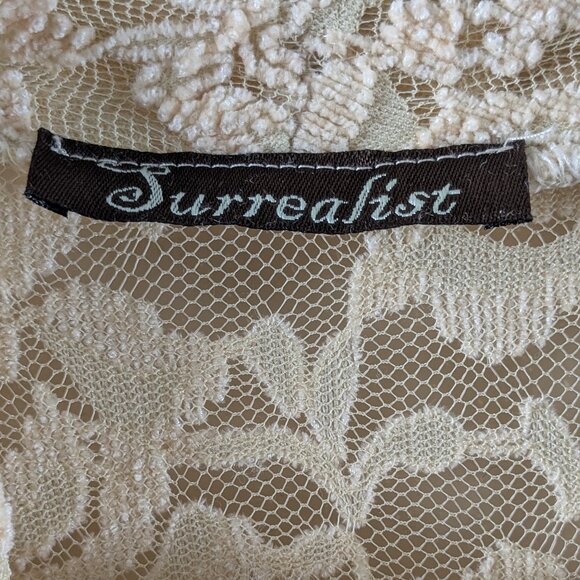2/$30 Surrealist Anthropologie cream colored  lace  duster Cardigan L - Picture 8 of 8